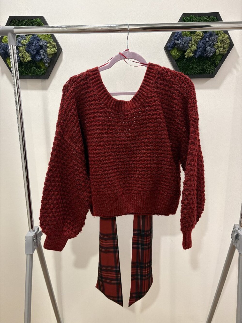Dark Red Sweater with Bow